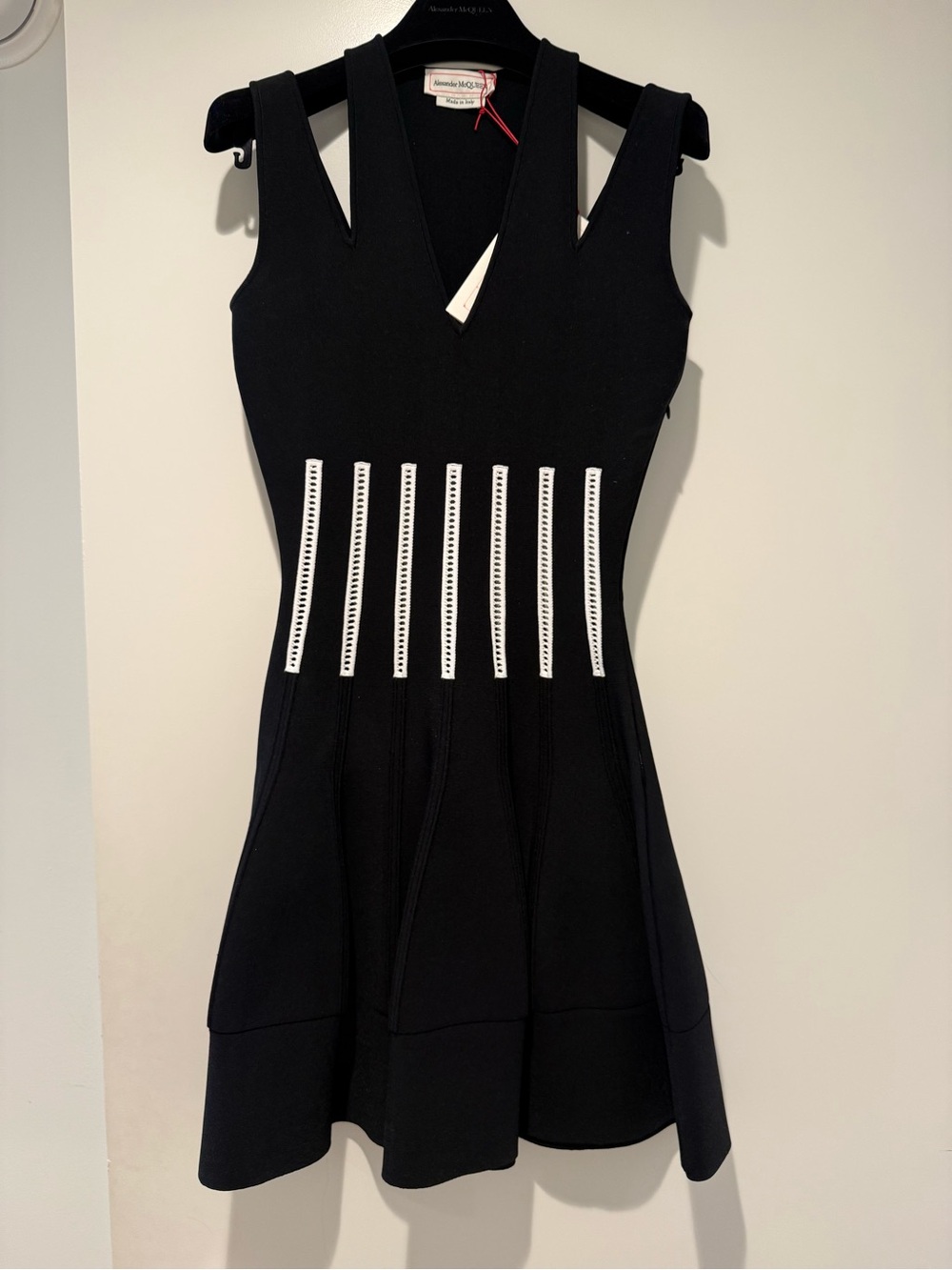 Alexander McQueen Black Cutout-Detail Stretch Knit Dress